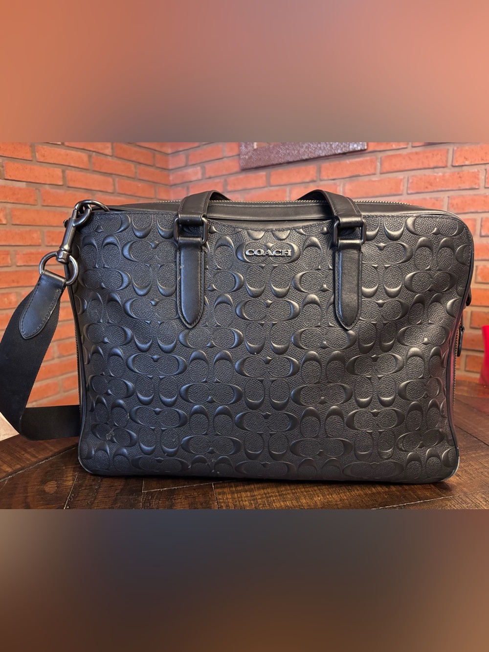 COACH Signature Leather Laptop Briefcase